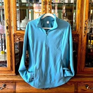 Long oversized blue fleece tunic